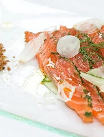 Gravadlax de Salmão com Sorbet de Limão