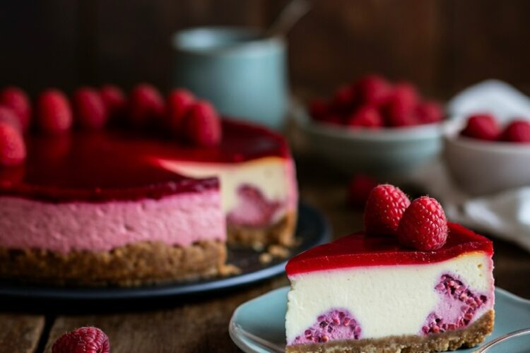Cheesecake de Framboesa com Base de Castanhas