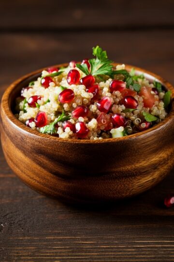 Tabule de Quinoa com Romã e Salsinha Fresca
