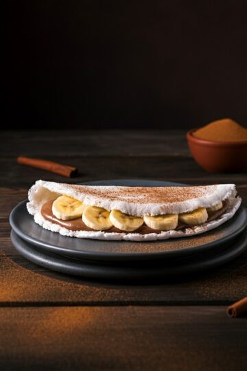 Tapioca Recheada com Brigadeiro de Banana e Canela