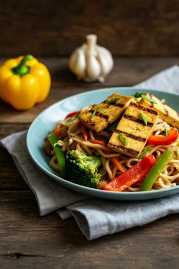 Yakisoba de Legumes com Tofu Grelhado