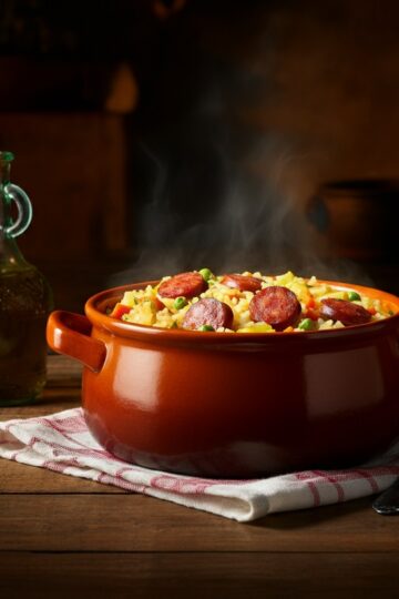 Arroz com Linguiça e Legumes