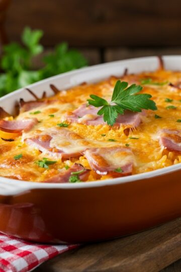 Arroz de Forno Cremoso com Queijo e Presunto