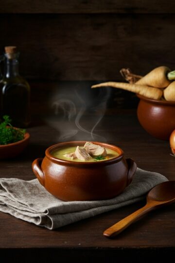 Caldo Cremoso de Mandioquinha com Frango