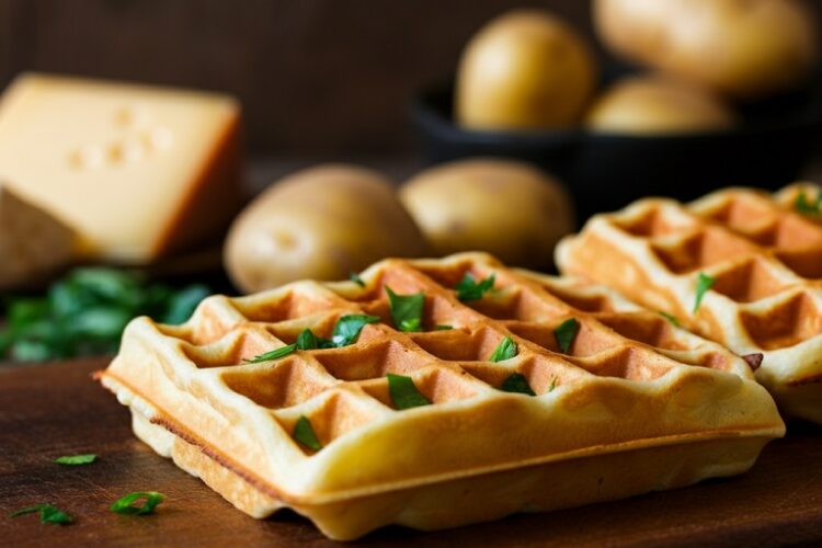 Waffle de Batata com Queijo e Ervas Finas